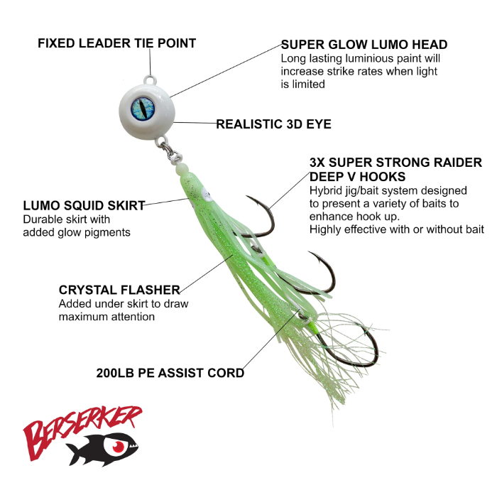 Berserker Meathead Hybrid Jig Gen 3 - Sardine Silver Glow
